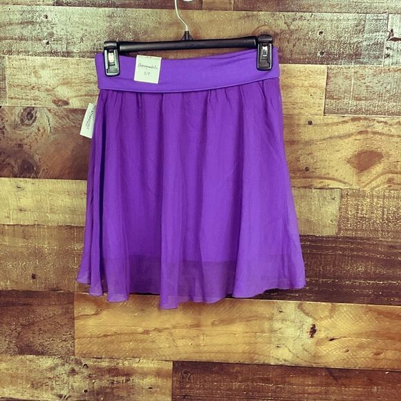 Aeropostale Mini Skirt Flare Sheer Overlay Purple Elastic Waist Junior Small - Picture 11 of 13